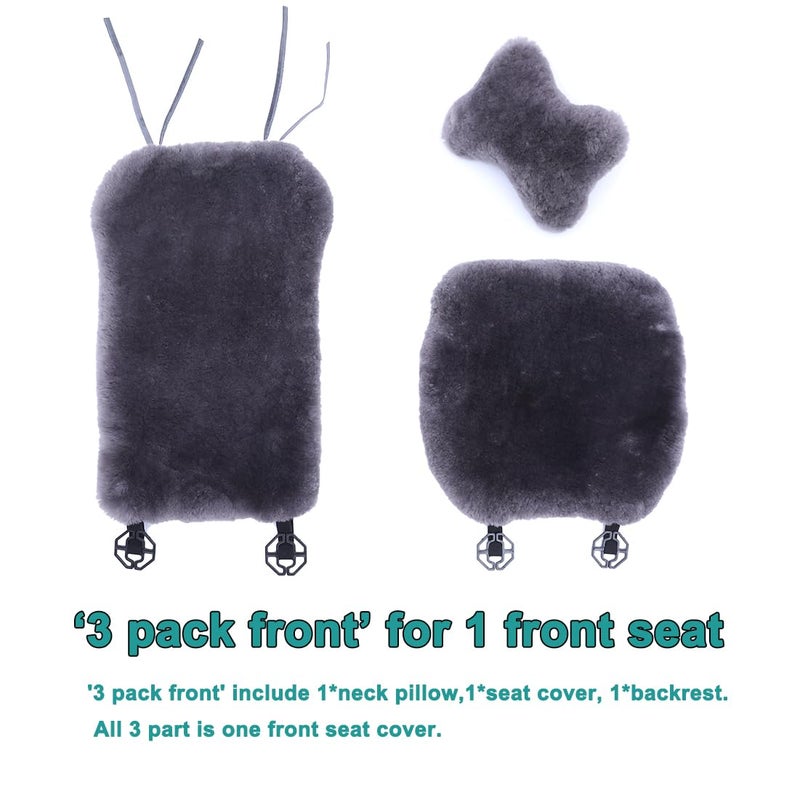 OGLAND Fuzzy Fluffy Fur Sheepskin Car Seat Covers for Universal Auto Seat Cushion Auto Accessories, for 1 Front Seat(3 Pack Front, White) - Image 3